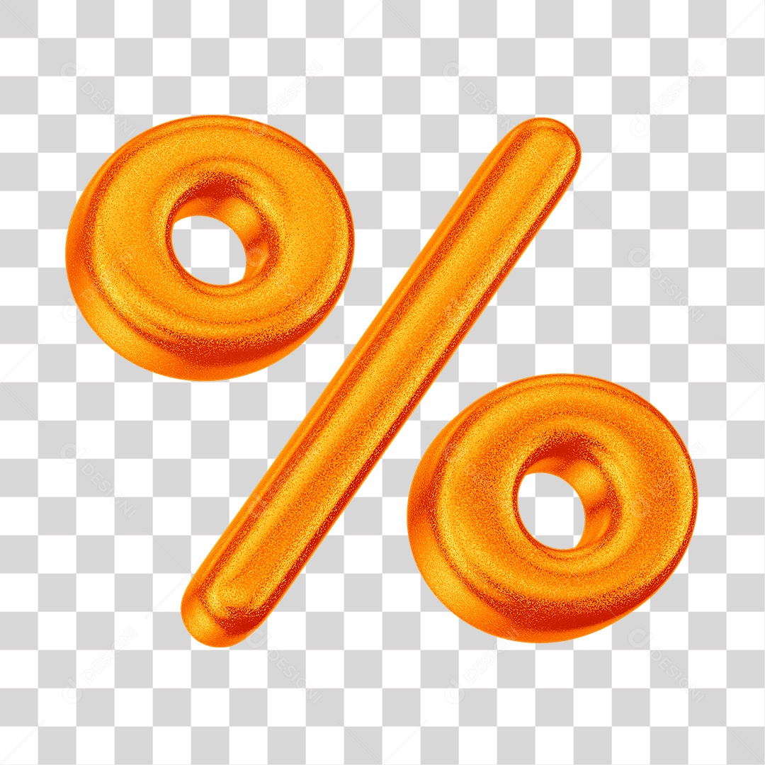 Elemento 3D Ícone de Porcentagem Laranja PNG Transparente Sem Fundo