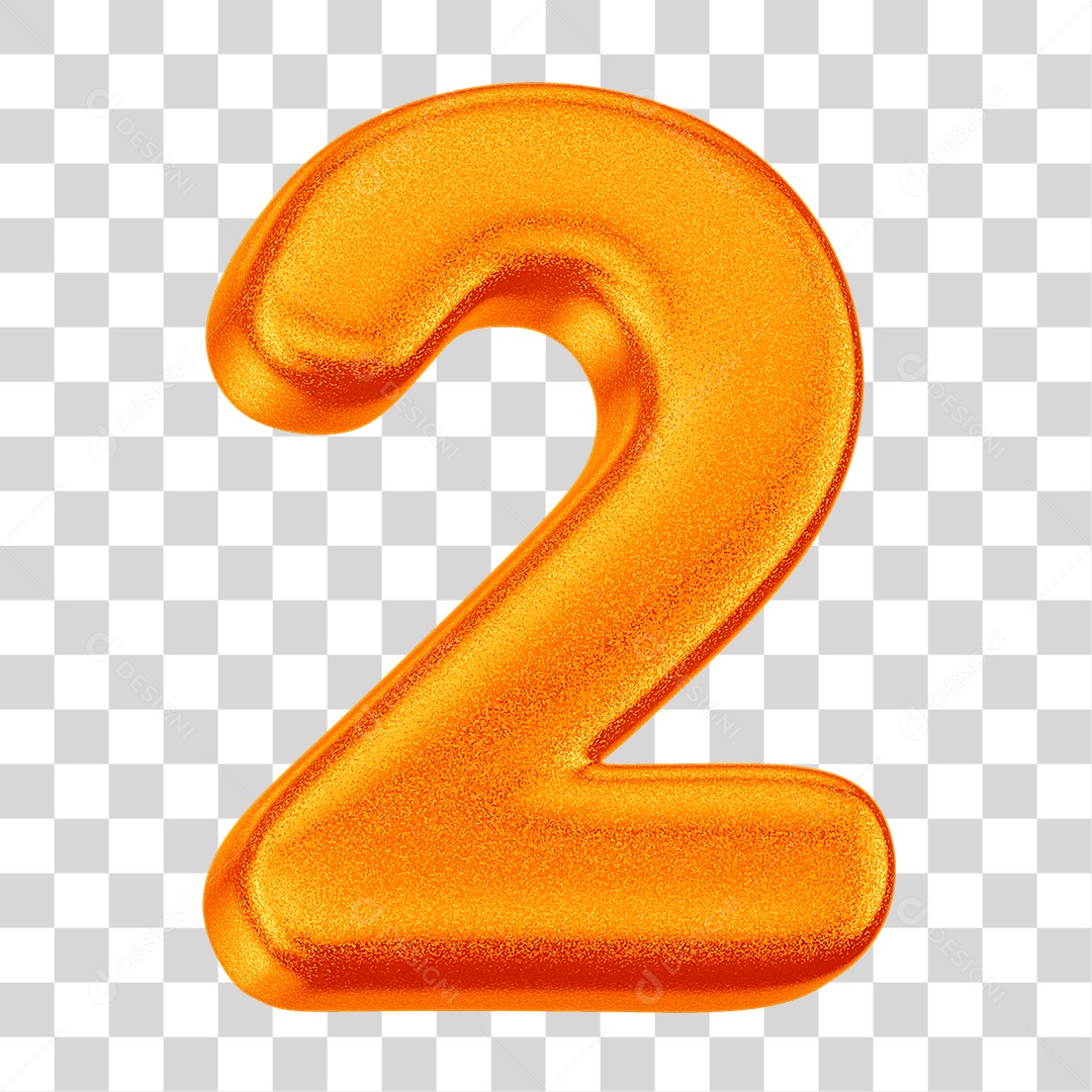 Elemento 3D Número 2 Laranja PNG Transparente Sem Fundo