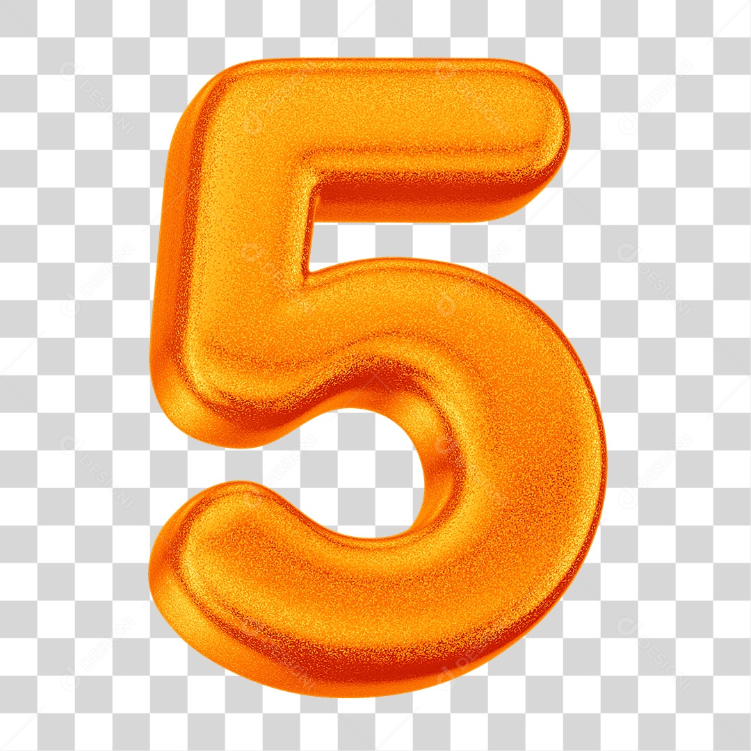 Elemento 3D Número 5 Laranja PNG Transparente Sem Fundo