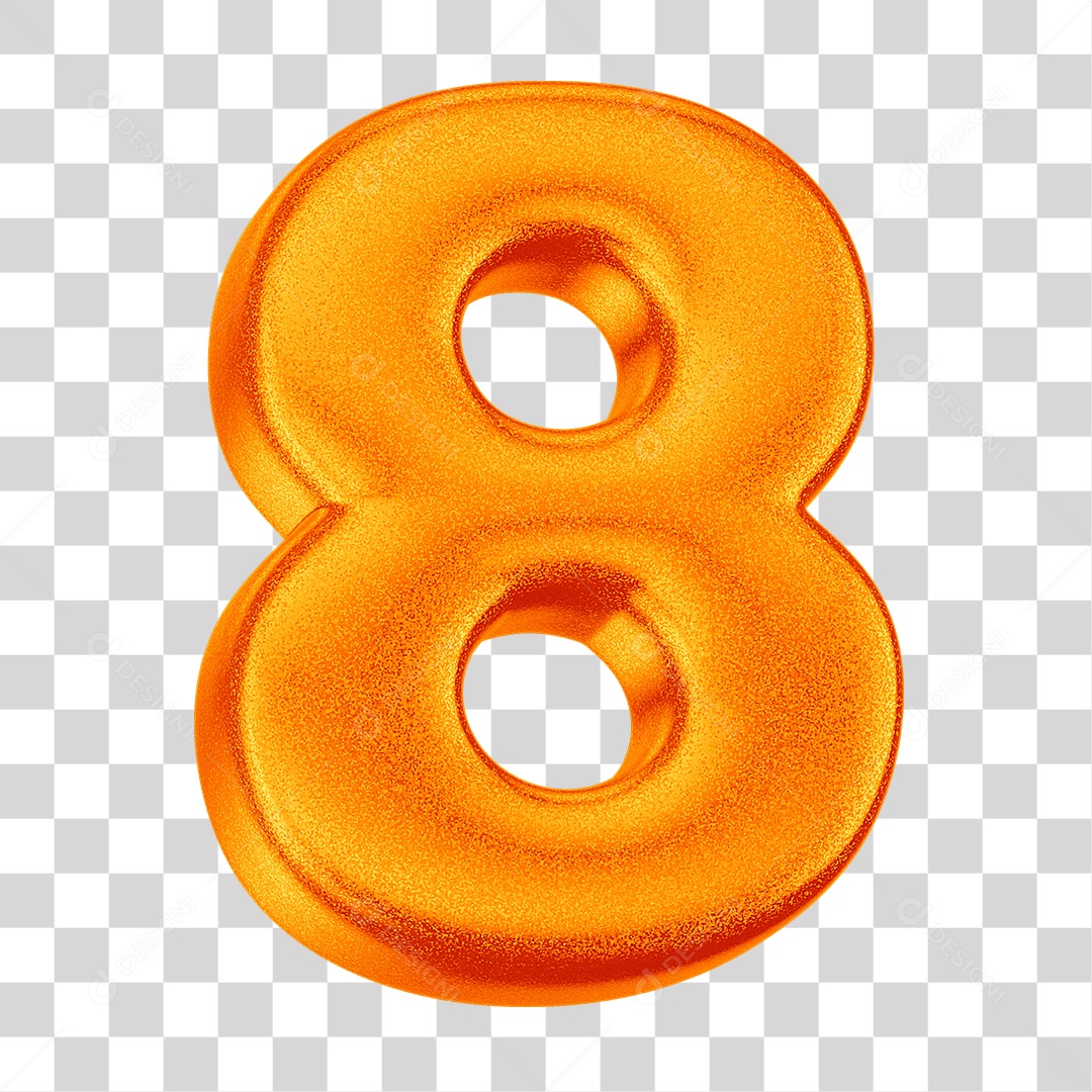 Elemento 3D Número 8 Laranja PNG Transparente Sem Fundo