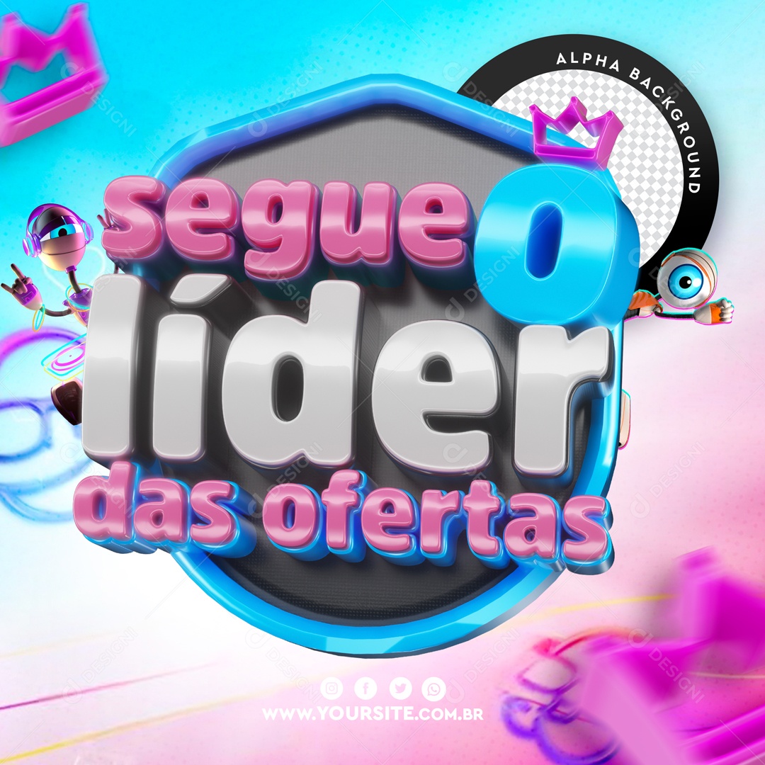 Selo 3D Para Composição Segue o Líder Das Ofertas PSD