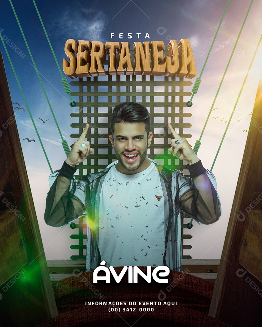Flyer Festa Sertaneja Ávine Vinny Social Media PSD Editável