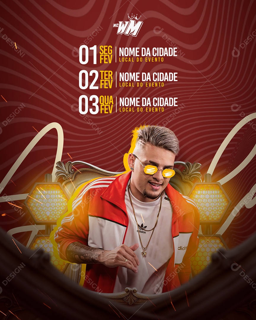 Flyer Show Agenda MC WM Social Media PSD Editável