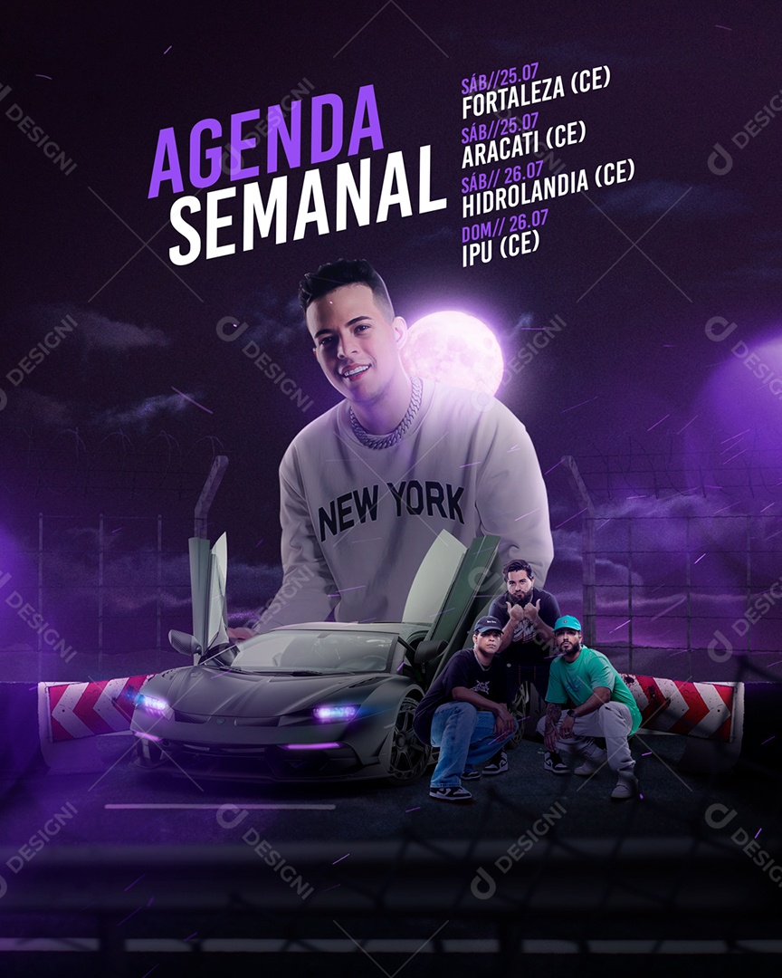 Flyer Agenda Semanal Social Media PSD Editável