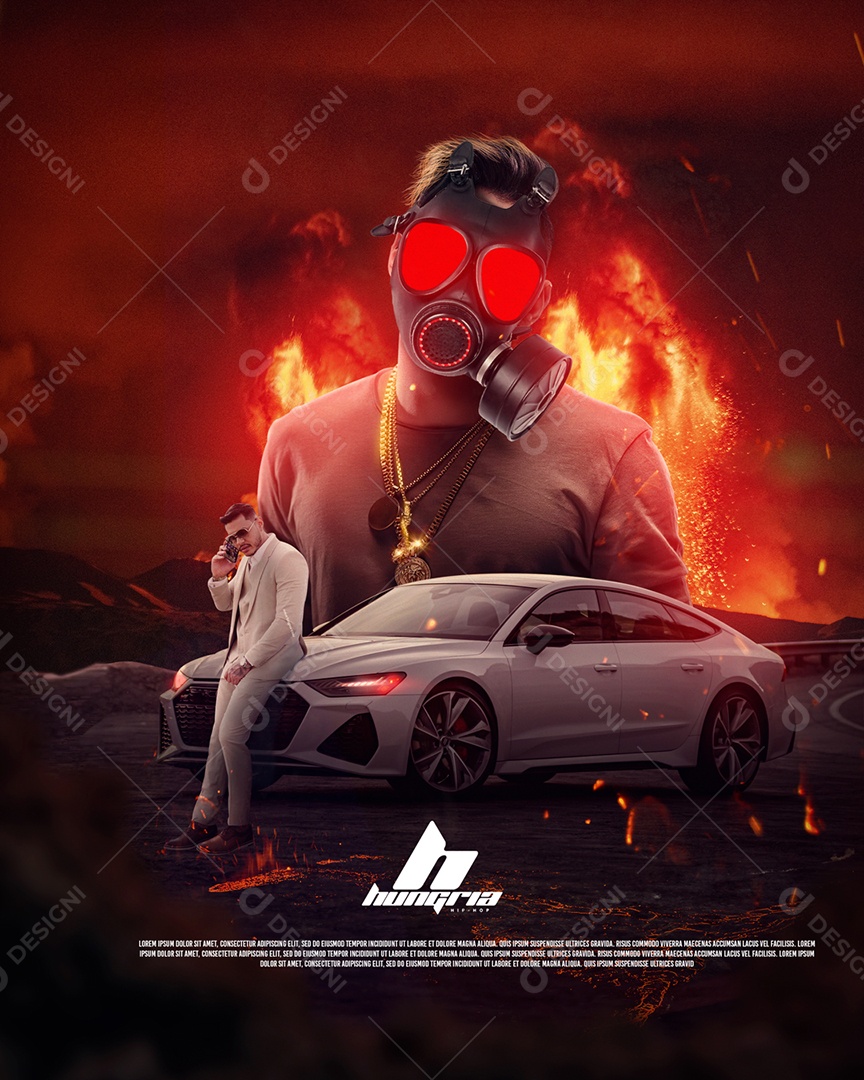 Flyer Hungria Hip Hop Rapper Social Media PSD Editável