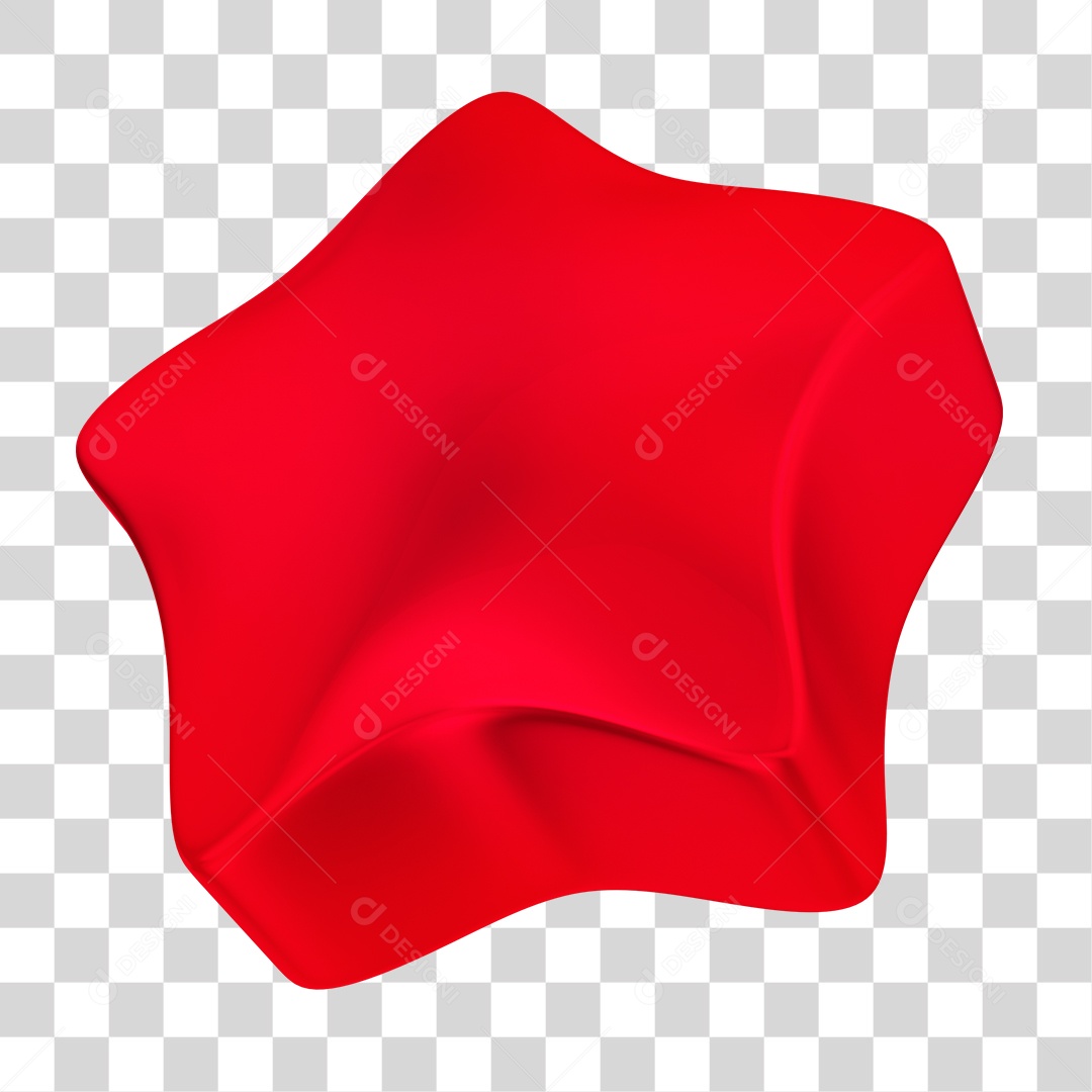 Elemento 3D Estrela de Gelatina Vermelha PNG Transparente Sem Fundo