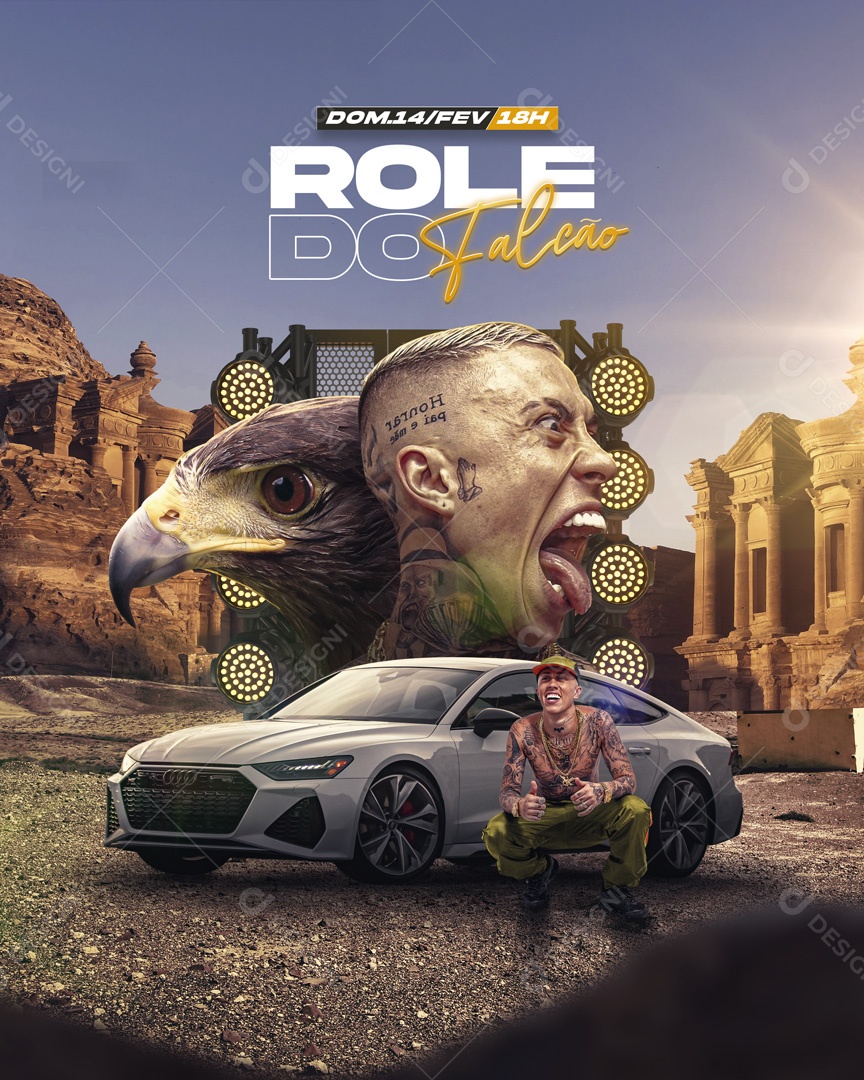 Flyer Show MC Daniel Falcão do Funk Social Media PSD Editável