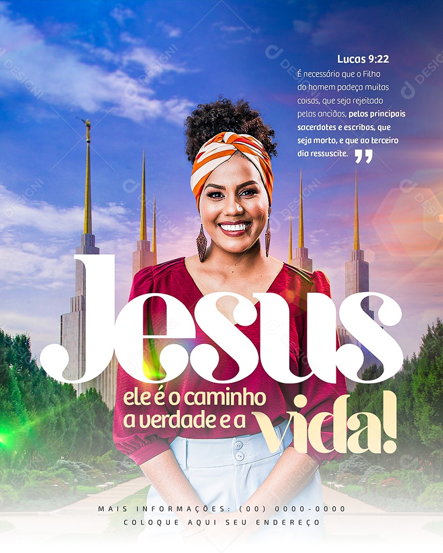 Flyer Gospel Jesus é o Caminho a Verdade e a Vida! Social Media PSD Editável