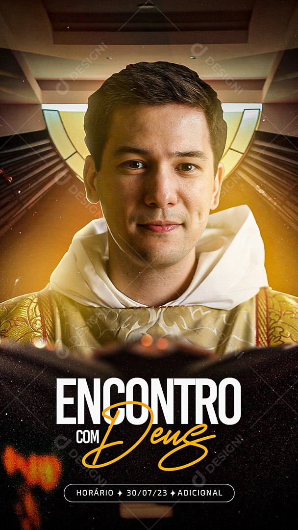 Flyer Gospel Encontro Com Deus Story Social Media PSD Editável