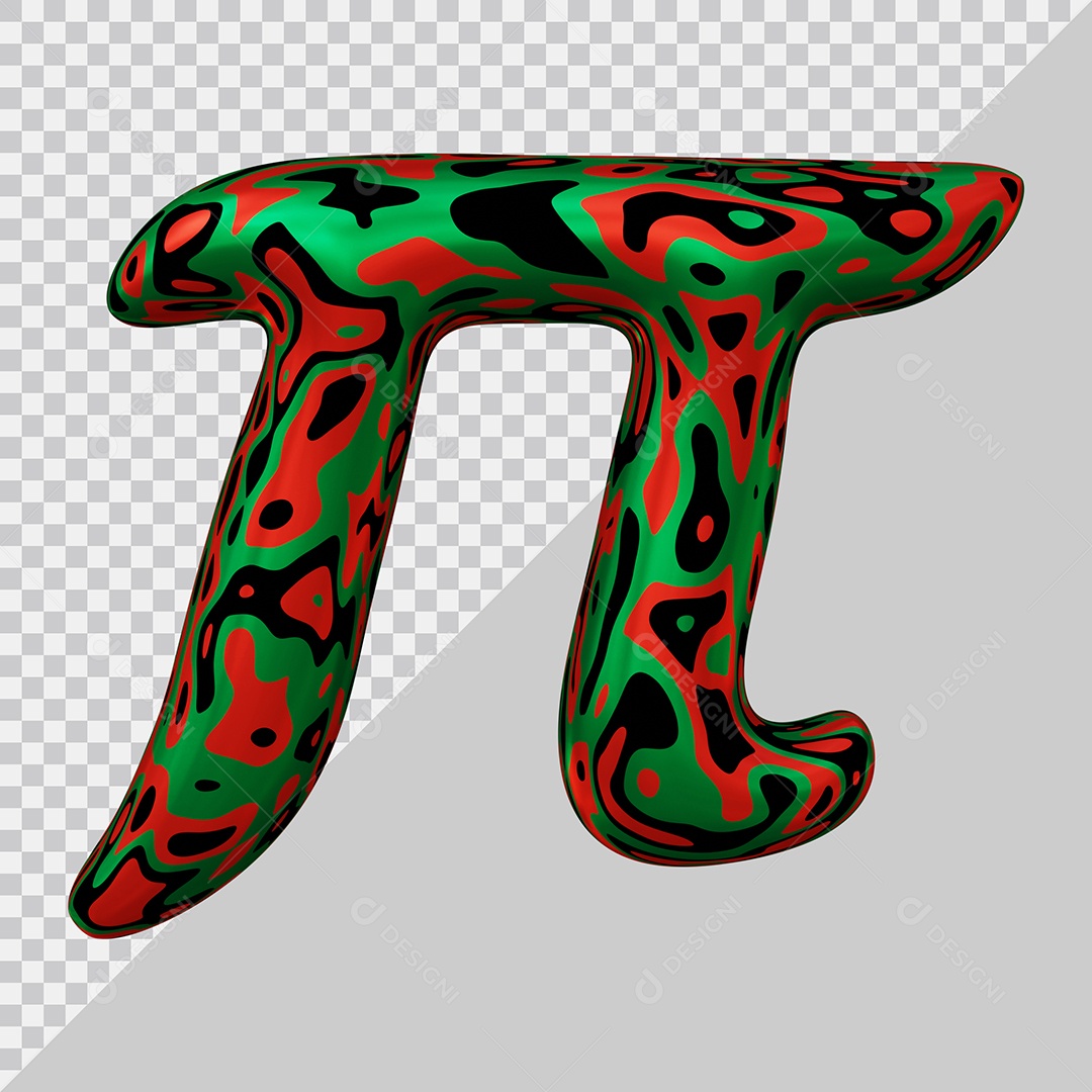 Símbolo do Pi Colorido Elemento 3D Para Composição PSD