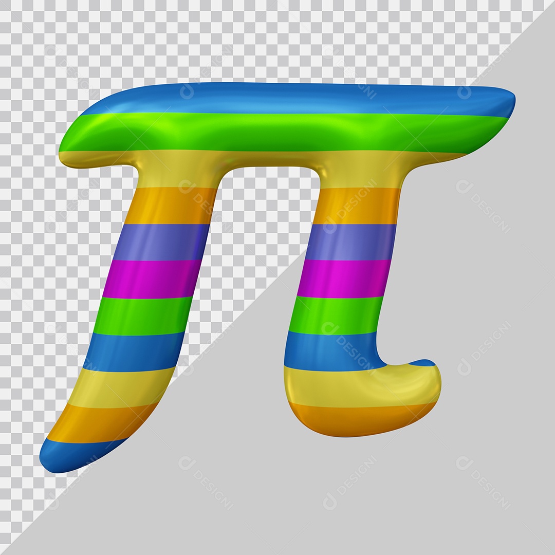 Símbolo do Pi Colorido Elemento 3D Para Composição PSD