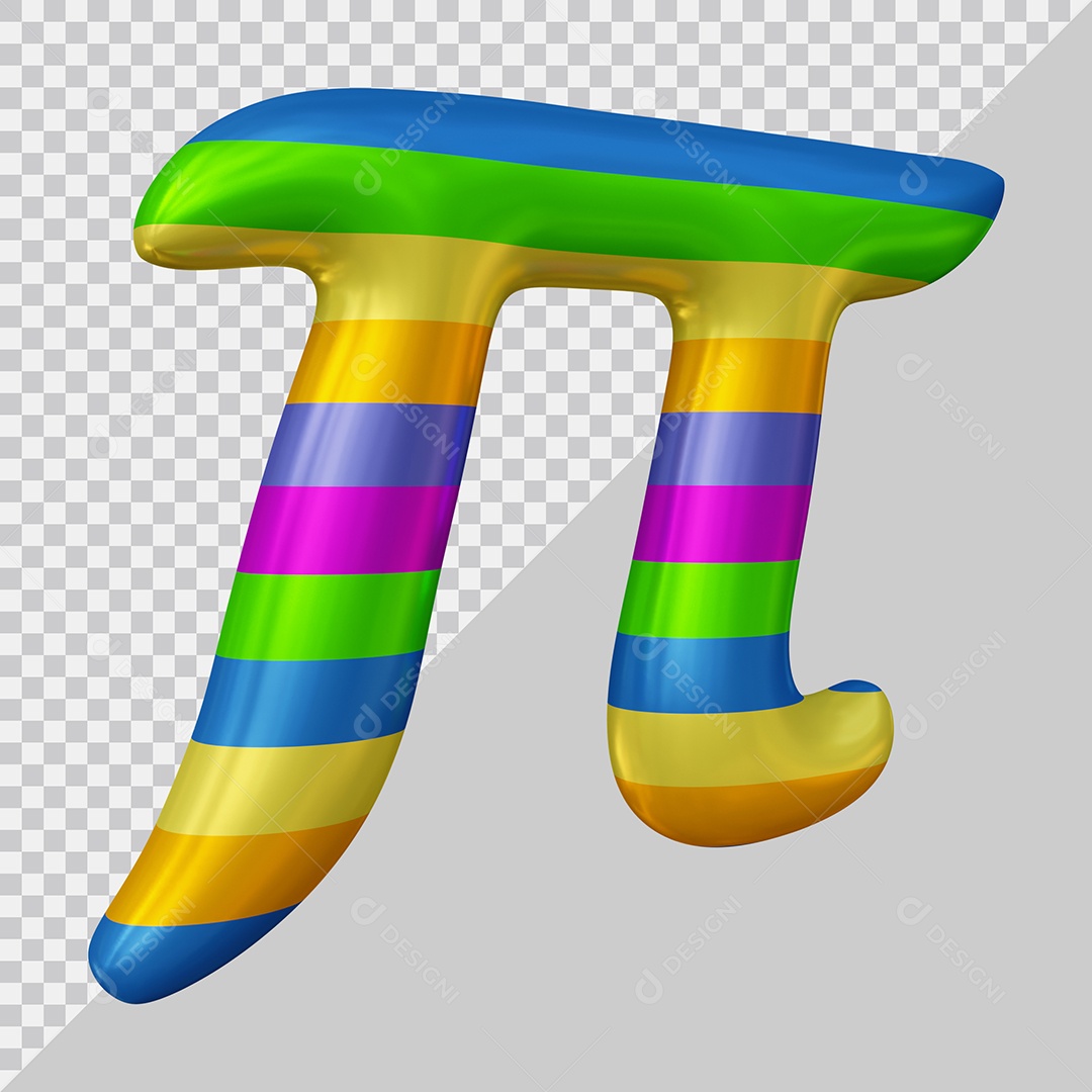 Símbolo do Pi Colorido Elemento 3D Para Composição PSD