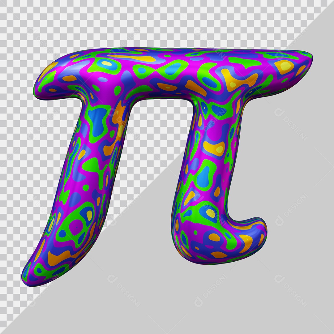 Símbolo do Pi Colorido Elemento 3D Para Composição PSD
