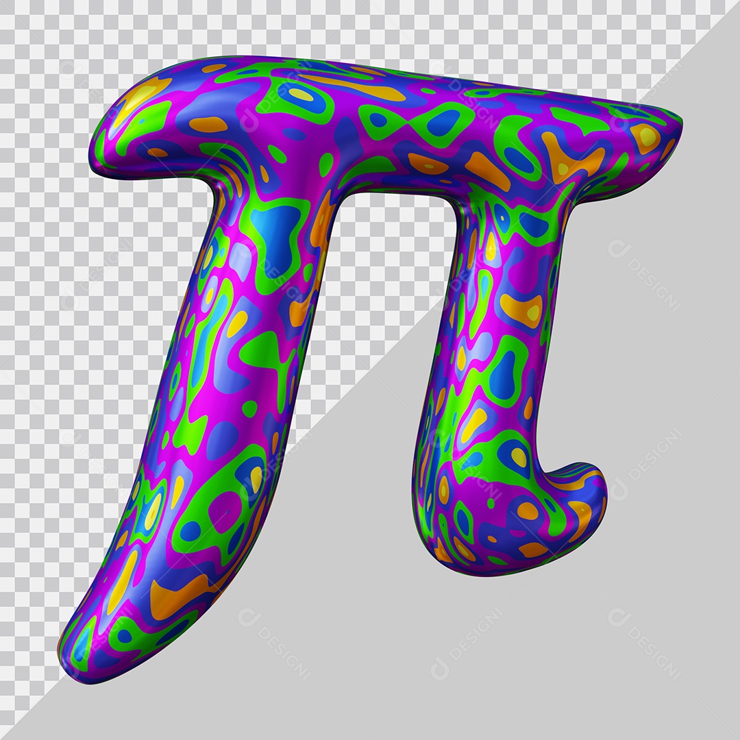 Símbolo do Pi Colorido Elemento 3D Para Composição PSD