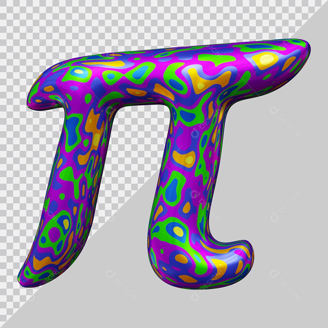 Símbolo do Pi Colorido Elemento 3D Para Composição PSD