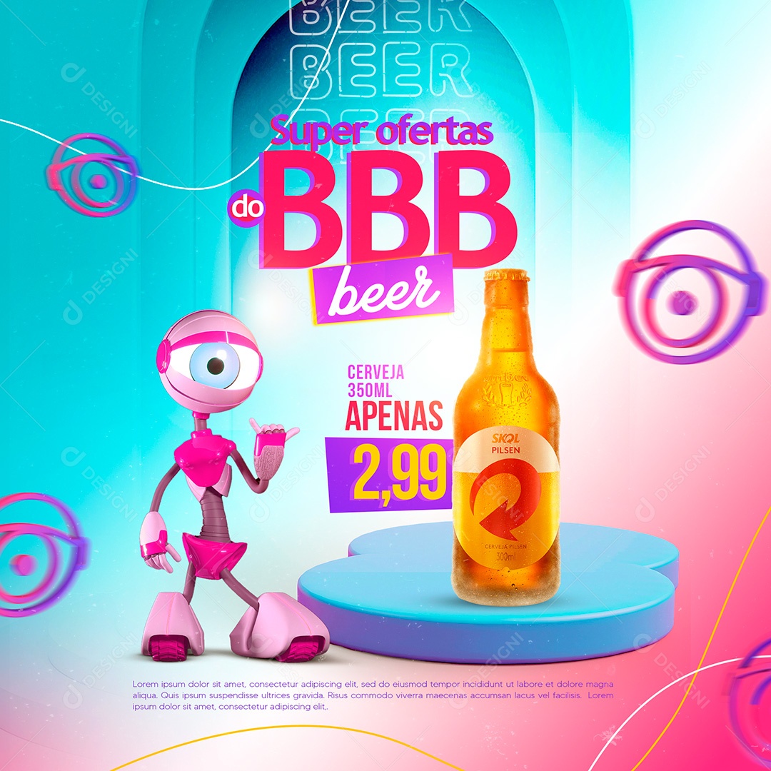 Post Cerveja Super Ofertas BBB Social Media PSD Editável