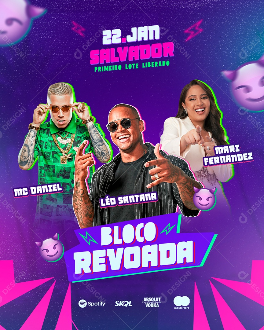 Flyer Bloco Revoada Social Media PSD Editável