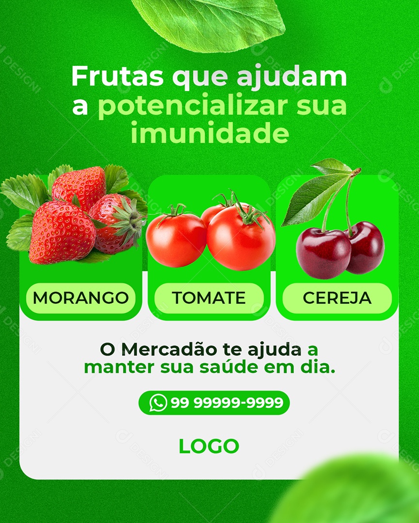 Frutas Que Te Ajudam a Potencializar Sua Imunidade O Mercadão te Ajuda a Manter Sua Saúde em Dia Social Media PSD Editável
