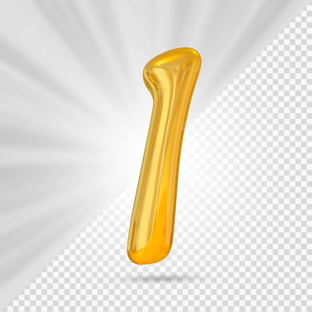 Número 1 Dourado Elemento 3D Para composição PSD