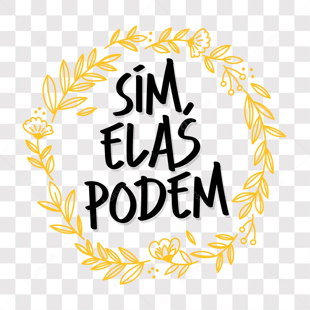 Lettering Mulher Sim Elas Podem EPS + PNG
