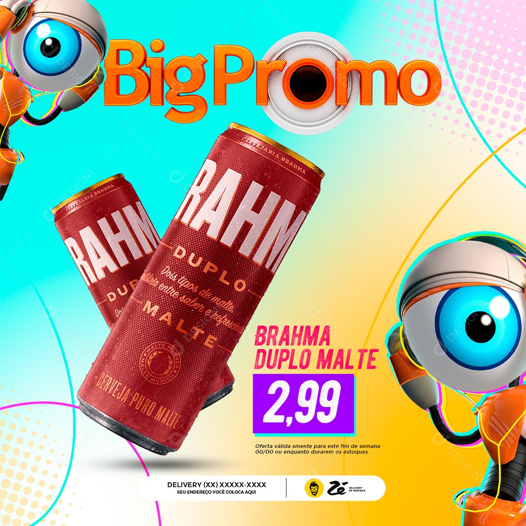 Post Big Brother Brasil Cerveja Brahma Duplo Malte Social Media PSD Editável