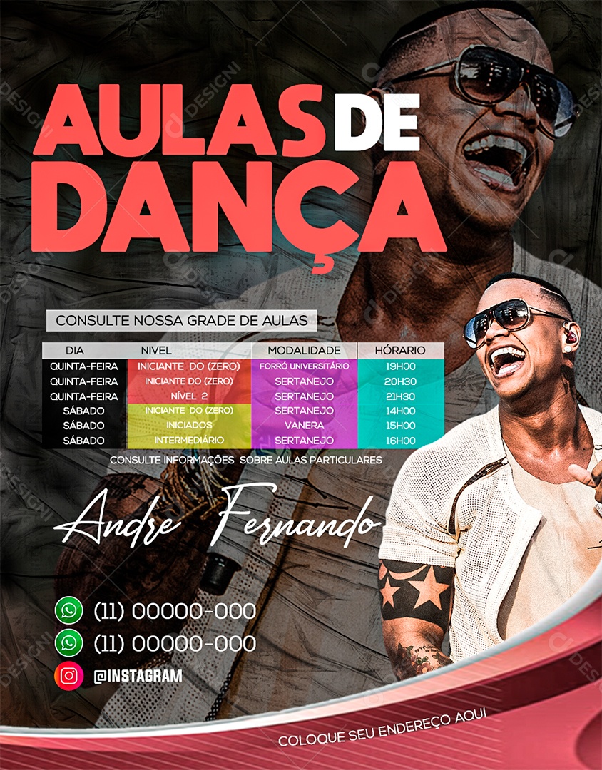 Post Aulas de Dança Social Media PSD Editável