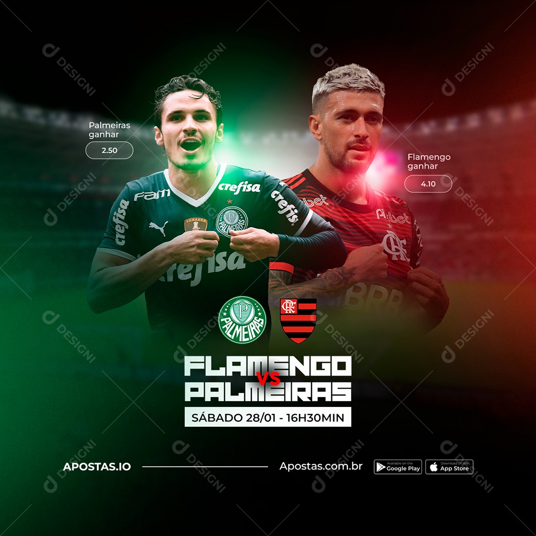 Casa de Apostas Flamengo Vs Palmeiras Social Media PSD Editável