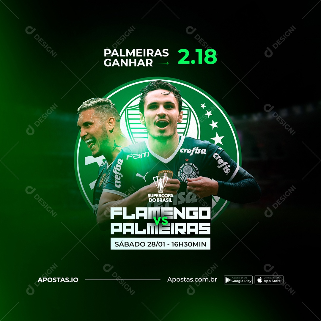 Flamengo Vs Palmeiras Casa de Apostas Social Media PSD Editável