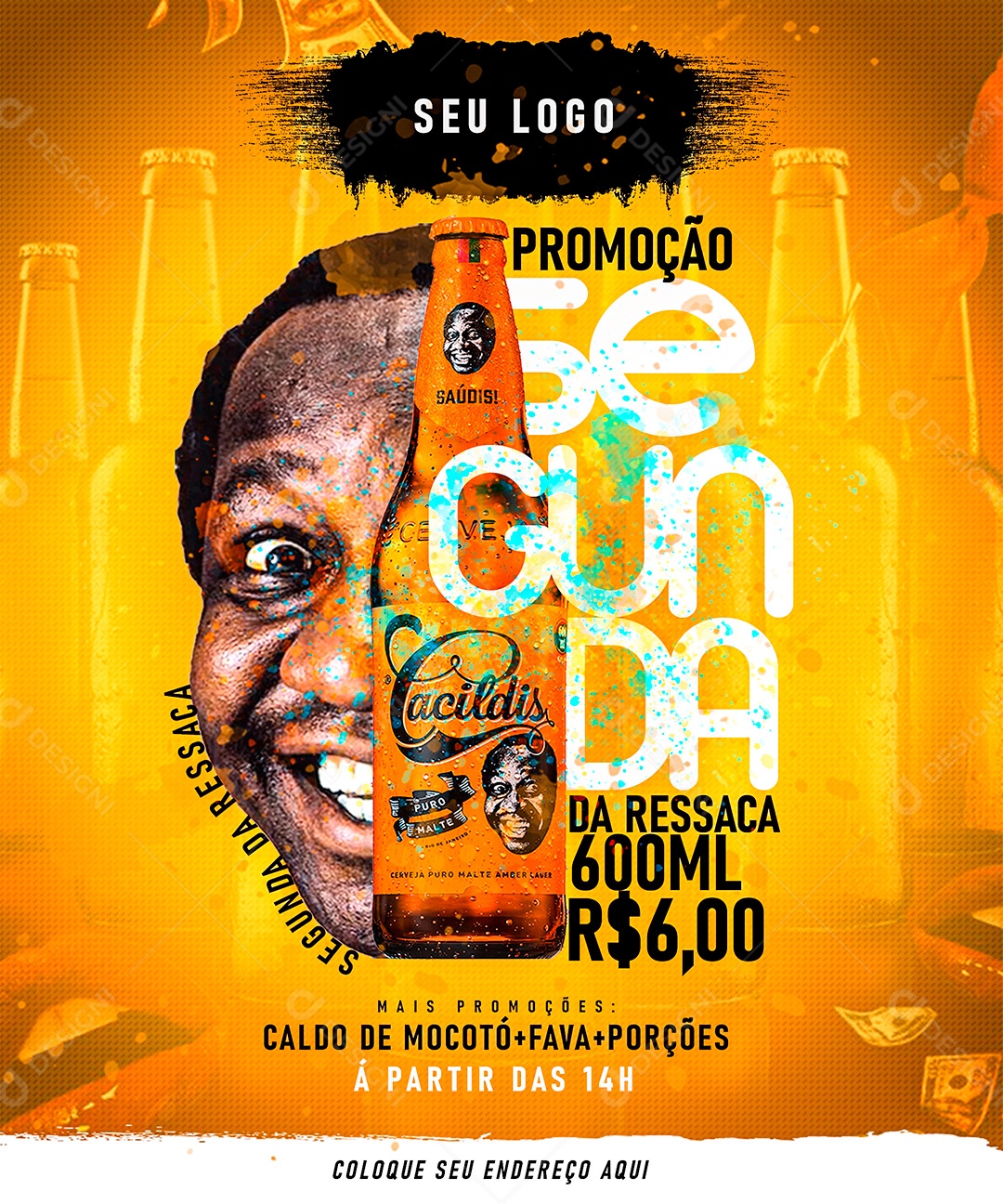 Post Cerveja Promoção Segunda Cerveja Cacildis Social Media PSD Editável