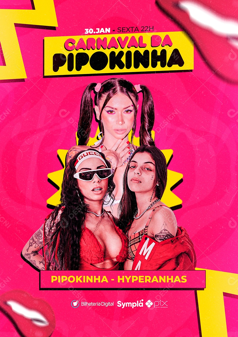 Carnaval da Pipokinha Flyer Social Media PSD Editável