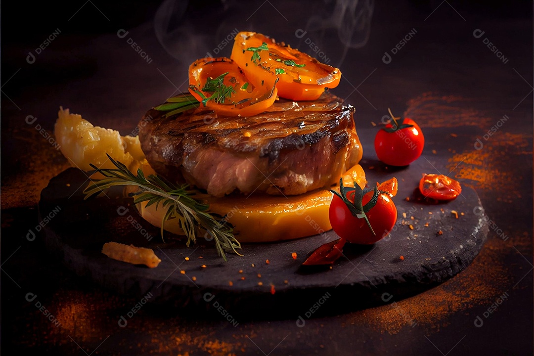 Carne assada sendo preparada para hamburguer sobre uma tabua de madeira