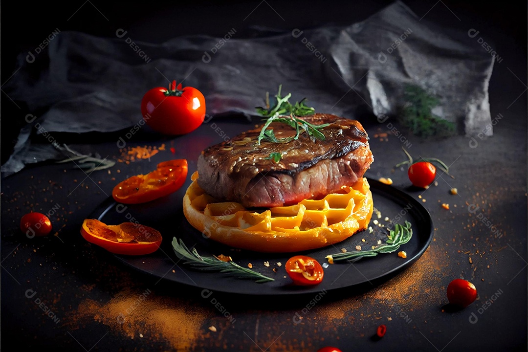 Carne assada sendo preparada para hamburguer sobre uma tabua de madeira