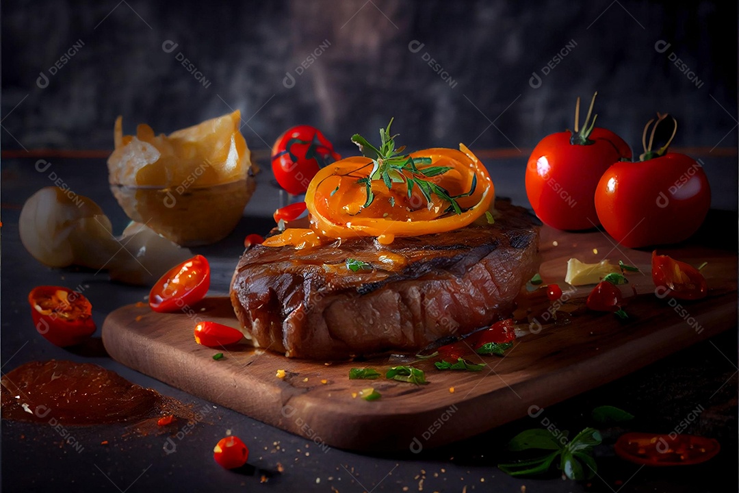 Carne assada sendo preparada para hamburguer sobre uma tabua de madeira