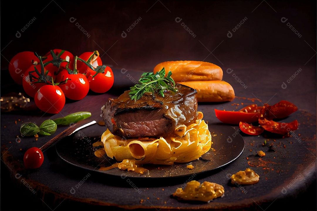 Carne assada sendo preparada para hamburguer sobre uma tabua de madeira