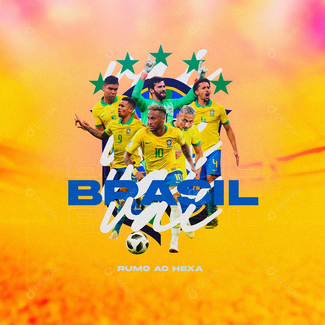 Post Copa do Mundo Hexa Vai Brasil Social Media PSD Editável