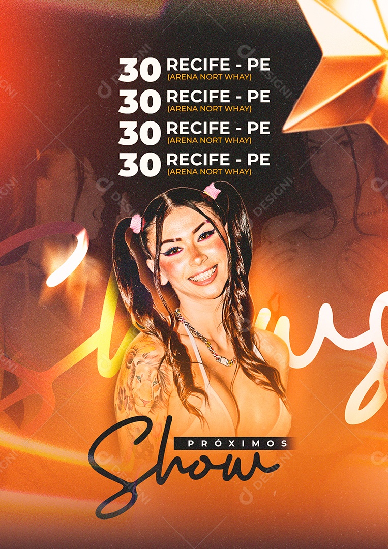 Próximos Shows Mc Pipokinha Flyer Social Media PSD Editável