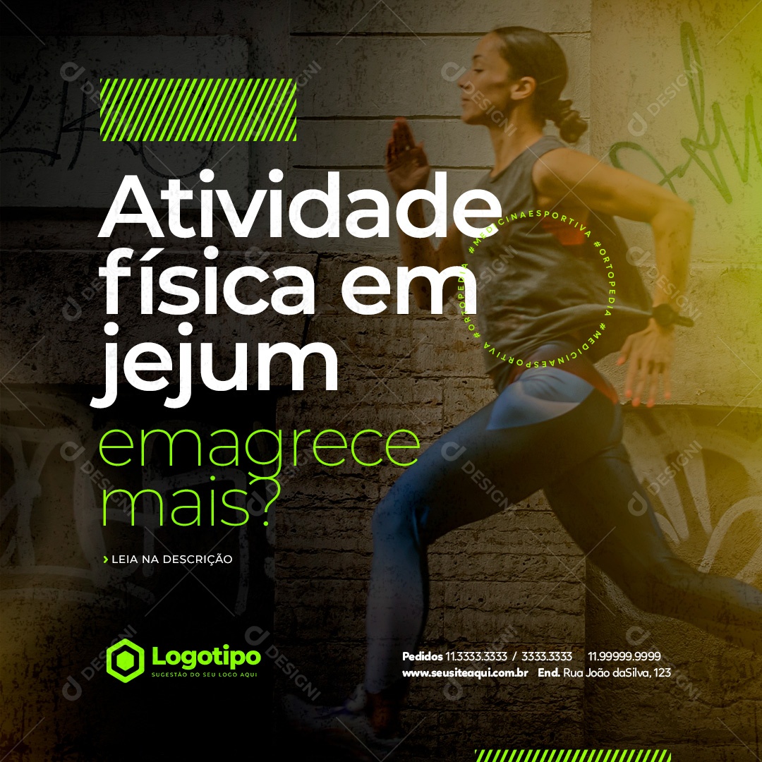 Post Academia Atividade Física em Jejum Social Media PSD Editável