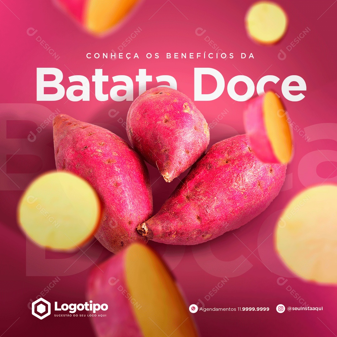 Post Alimentação Benefícios da Batata Doce Social Media PSD Editável