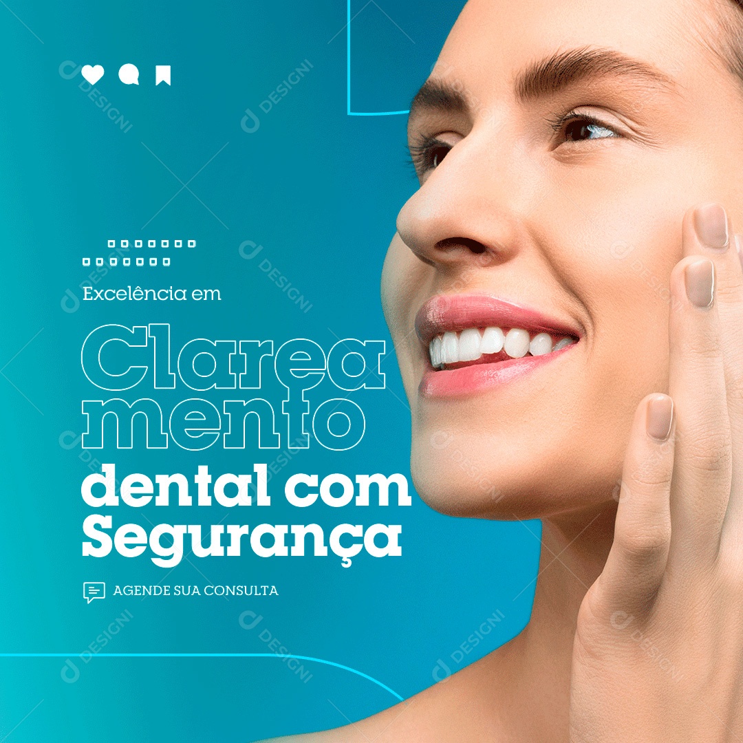 Post Consultório Odontológico Clareamento Com Segurança Social Media PSD Editável