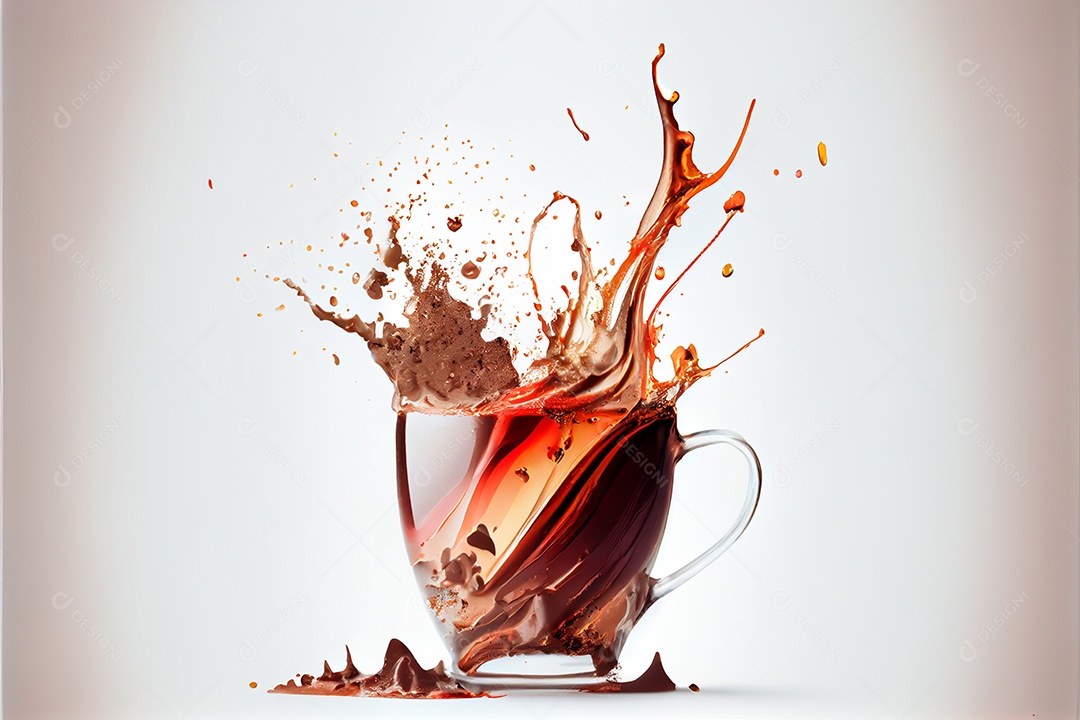 Respingo de chocolate quente isolado no fundo branco arte gerada por ai do dia dos namorados