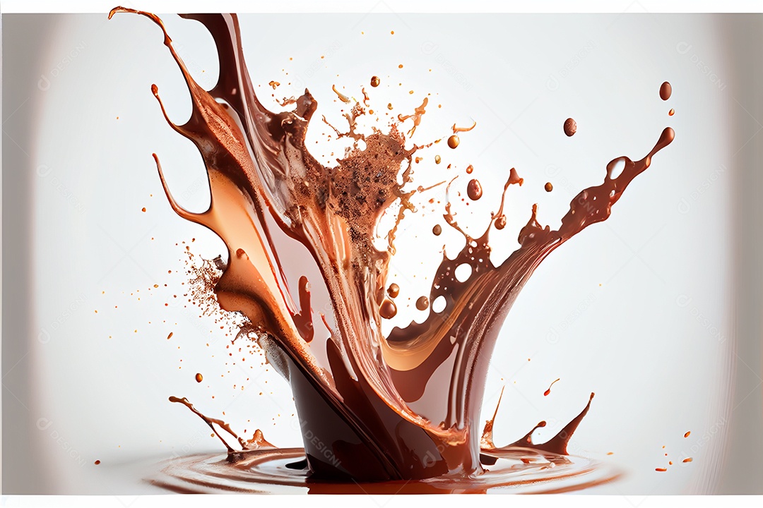 Respingo de chocolate quente isolado no fundo branco arte gerada por ai do dia dos namorados