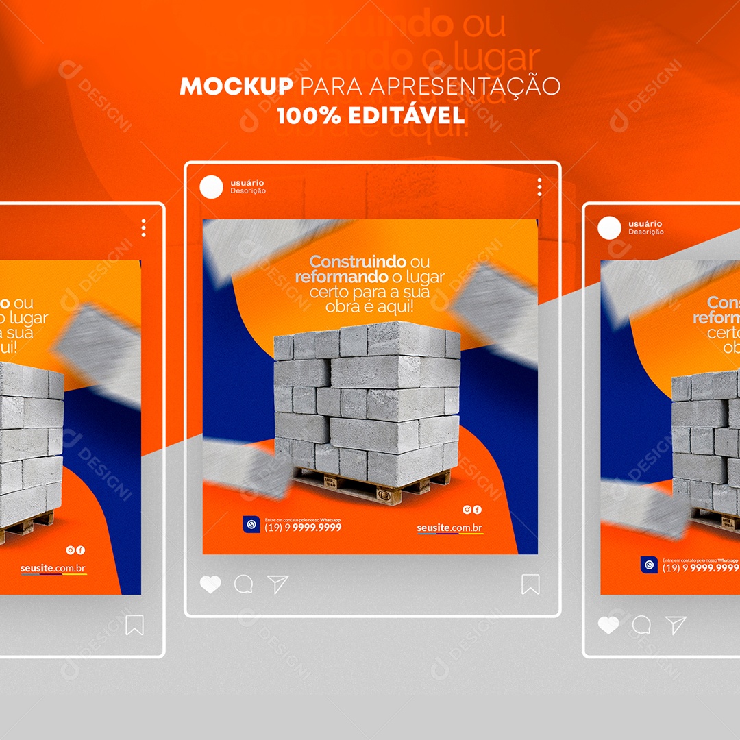 Mockup para Apresentação Materiais De Construção PSD Editável
