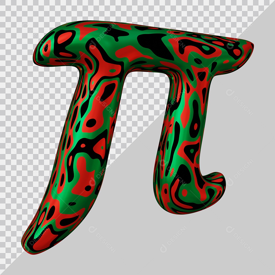 Símbolo do Pi Colorido Elemento 3D Para Composição PSD