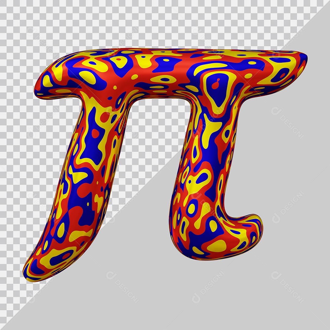 Símbolo do Pi Colorido Elemento 3D Para Composição PSD