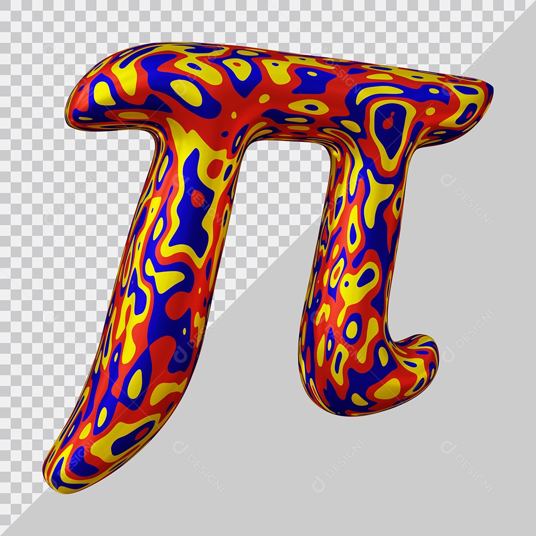 Símbolo do Pi Colorido Elemento 3D Para Composição PSD