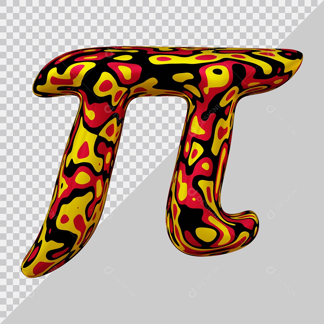 Símbolo do Pi Colorido Elemento 3D Para Composição PSD