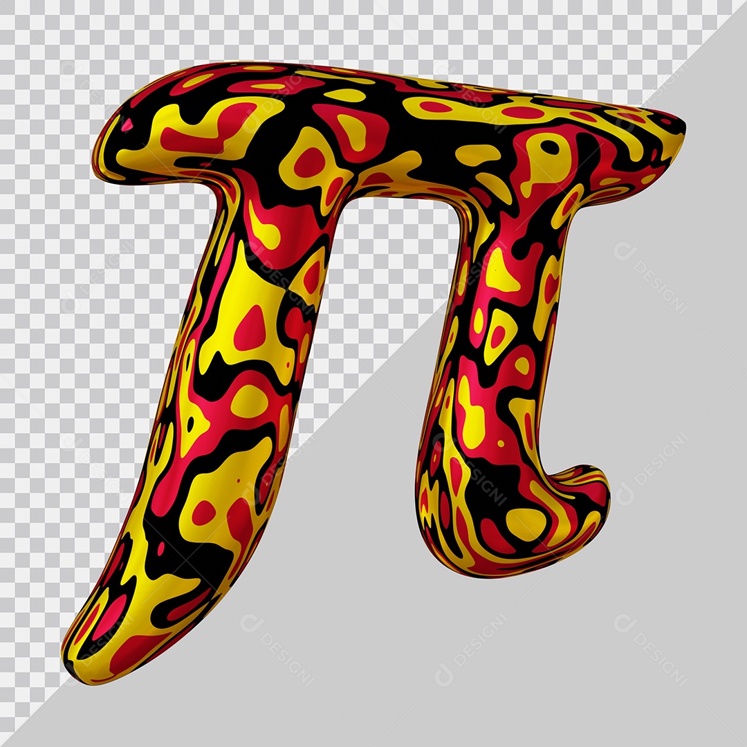 Símbolo do Pi Colorido Elemento 3D Para Composição PSD