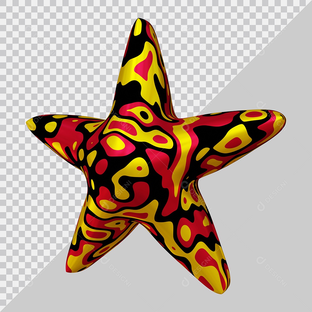 Estrela Colorida Elemento 3D Para Composição PSD