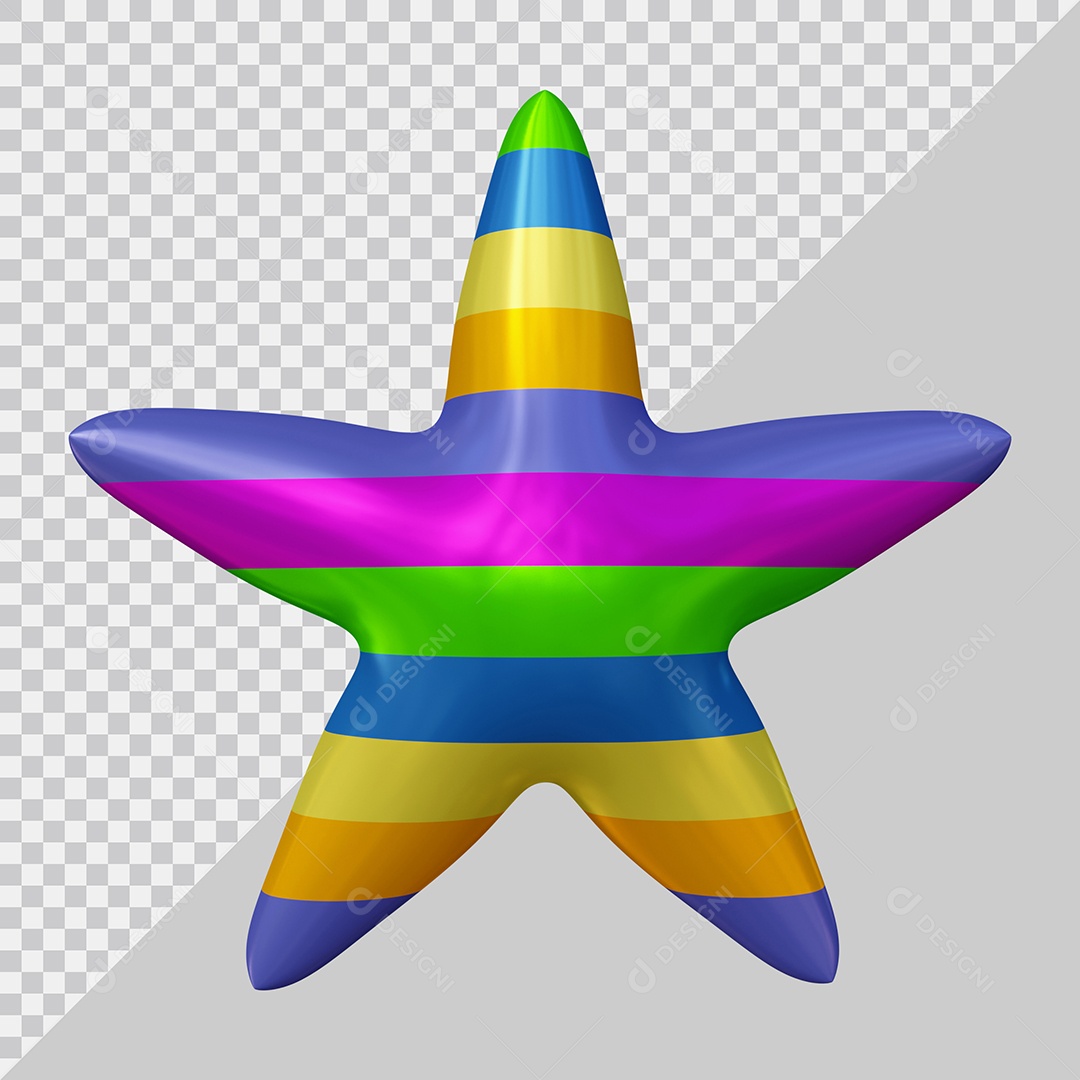 Estrela Colorida Elemento 3D Para Composição PSD