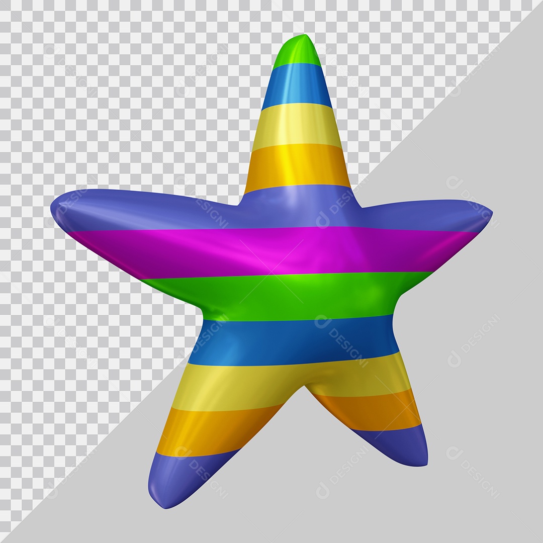 Estrela Colorida Elemento 3D Para Composição PSD